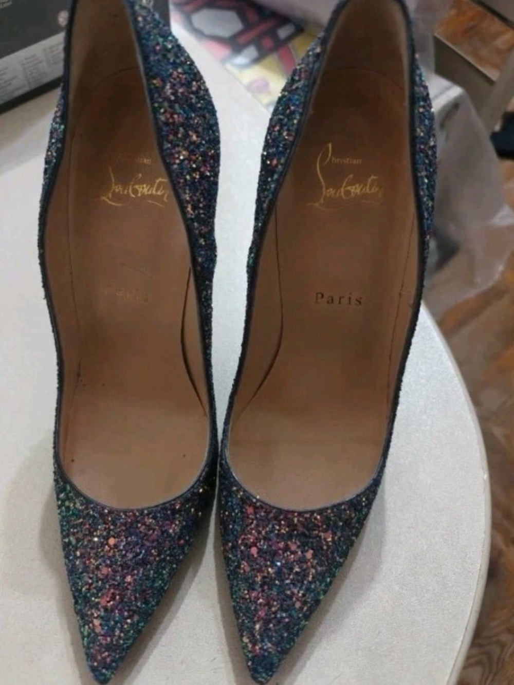 Christian Louboutin Multicolor Glitter Pointed-Toe Stiletto - Picture 2 of 7